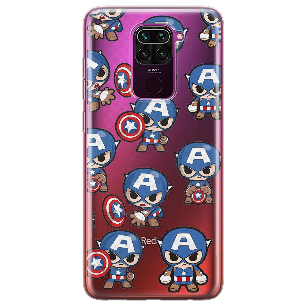 ERT GROUP mobile phone case for Xiaomi REDMI NOTE 9 original and officially Licensed Marvel pattern Captain America 029 optimally adapted to the shape of the mobile phone, partially transparent