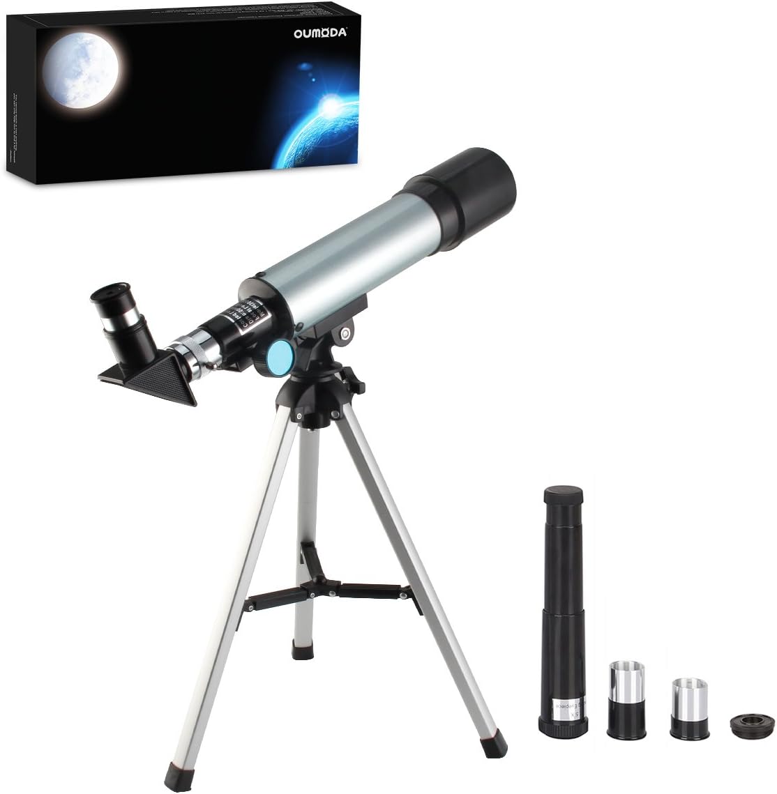 Oumoda Telescope, Travel Scope, 90 X Refractor Telescope, Astronomy Telescope Tabletop Nature Exploration Gifts Toys For Kids, Adults Sky Star Gazing, Birds Watching