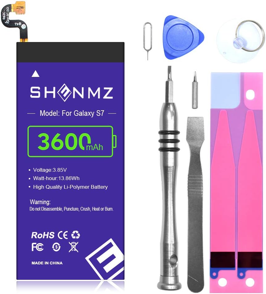 Galaxy S7 Battery,SHENMZ 3600mAh Li-Polymer Internal Battery, EB-BG930ABE Replacement Battery for Samsung Galaxy S7 G930 G930V G930A G930T G930P with Complete Replacement Kits [18 Months Warranty]: Home Audio & Theater