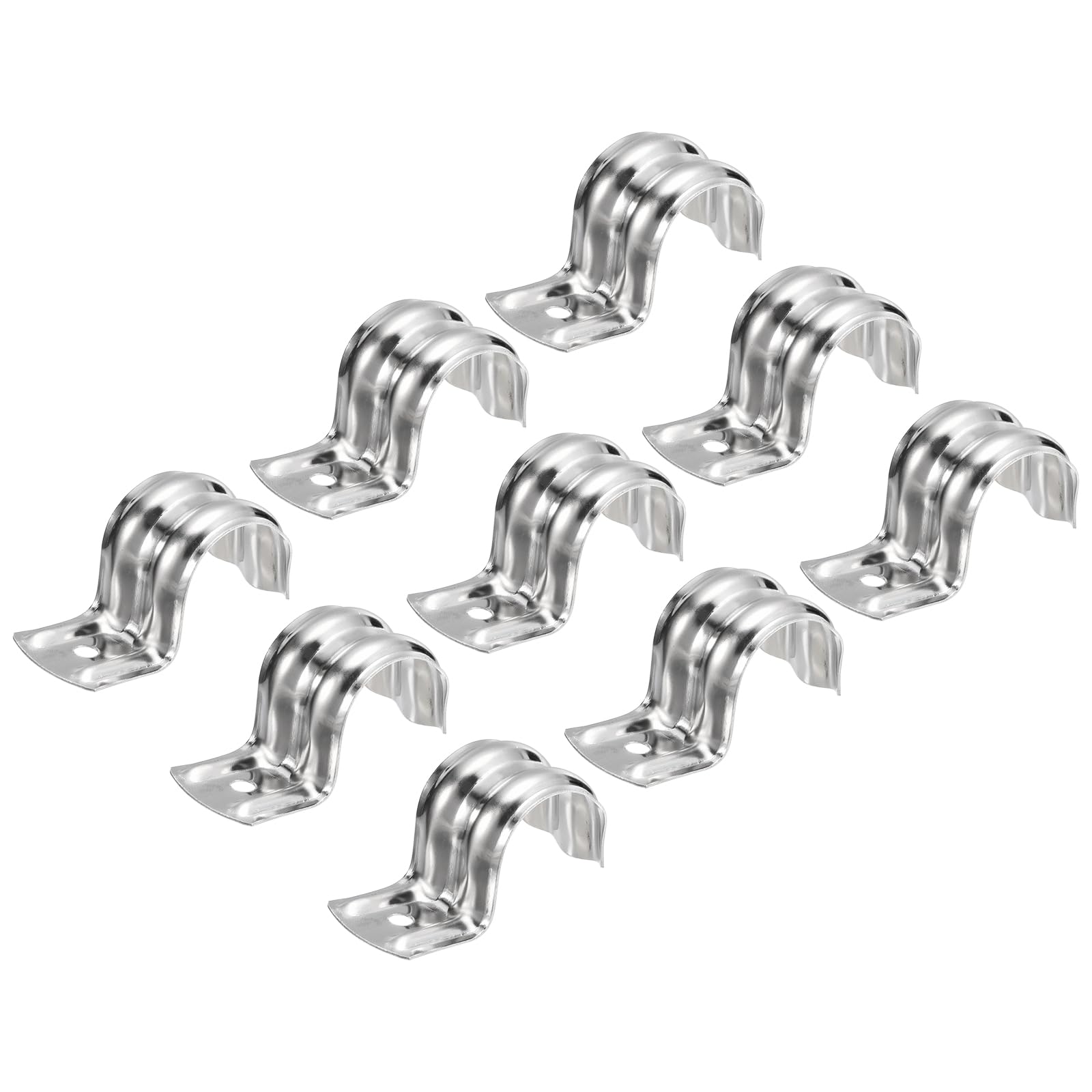 Photo 1 of uxcell 18Pcs 5/8 Inch Rigid Pipe Straps, One Hole Straps R Shape Bracket Stainless Steel Pipe Clamp for Pipe Tube Wire Installation