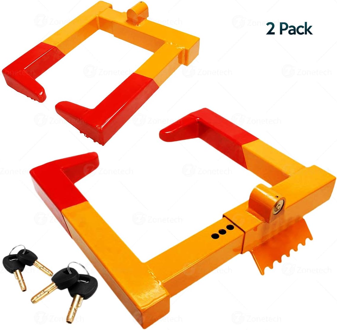 Zone Tech 2-Pack Security Wheel Chock Lock- Clamp Boot Tire Claw - Premium Quality Heavy Duty Stabilizer Anti- Theft -Protective for Parking Car, Trailer, Truck and SUV: Home Improvement