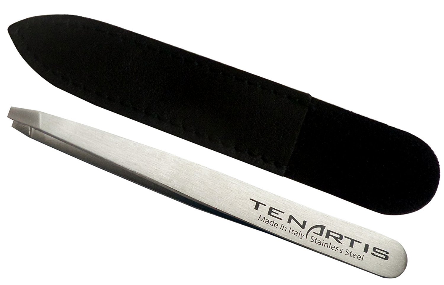 Straight Hair Tweezers Stainless Steel with Leather Case - Tenartis Made in Italy