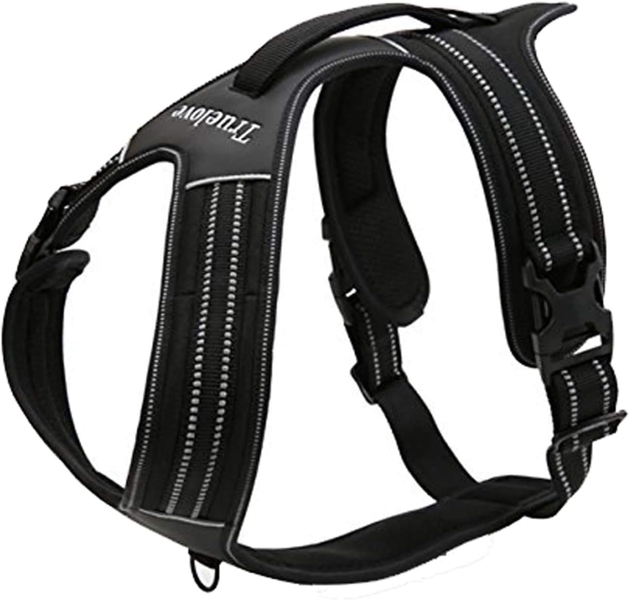 Truelove Dog Harness With Handle Soft Padded Pet Harness Vest,Reflective Material,Adventure Training,Strong Oxford Outer Layer For Larger Dogs TLH5551 (Black,XL)
