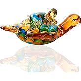 EUSTUMA Hand Blown Glass Sea Turtle Figurines Ornament,Sea Animal Ornament for Home Decor,Sea Animals Collection for Birthday Gift,Glass Tortoise Sculpture