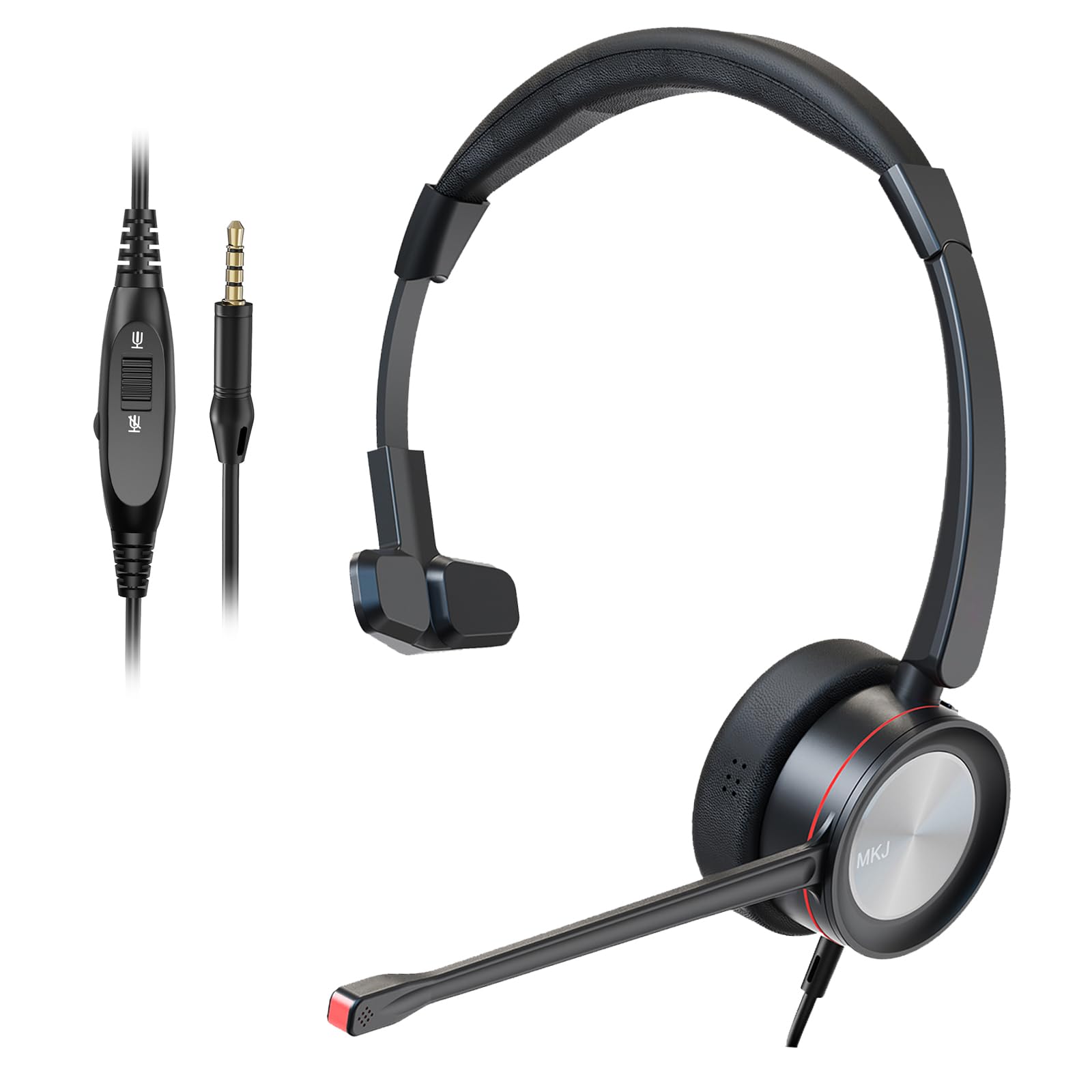 MKJ Cell Phone Headset with Noise Cancelling Microphone Wired Headphone with 3.5MM Jack for Smartphones, 3.5MM Computer Headset for Call Center Office