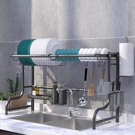Amazon 最新版シンク上 食器水切りラック長さ調整可能 60cm 96cm 皿乾燥水切り棚 キッチン ラック 収納棚 日本語取扱説明書付 水切りラック オンライン通販