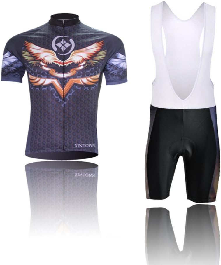(Type:Set(Bib) size:XL) Sleeve Tights soft Tops Dry Cool perspiration Comfortable Jersey Cycling Shorts pad Set Short Quick Men Shirts Breathable Sportswear