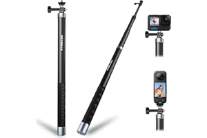 REYGEAK Extension Selfie Stick Long Pole Invisible (106inch/270cm), Light Carbon Fiber Extension Monopod for Go Pro Max Hero 12 11 10 9 8 7 6 One X2 X3 RS Go 3 DJI Pocket 3 Accessories