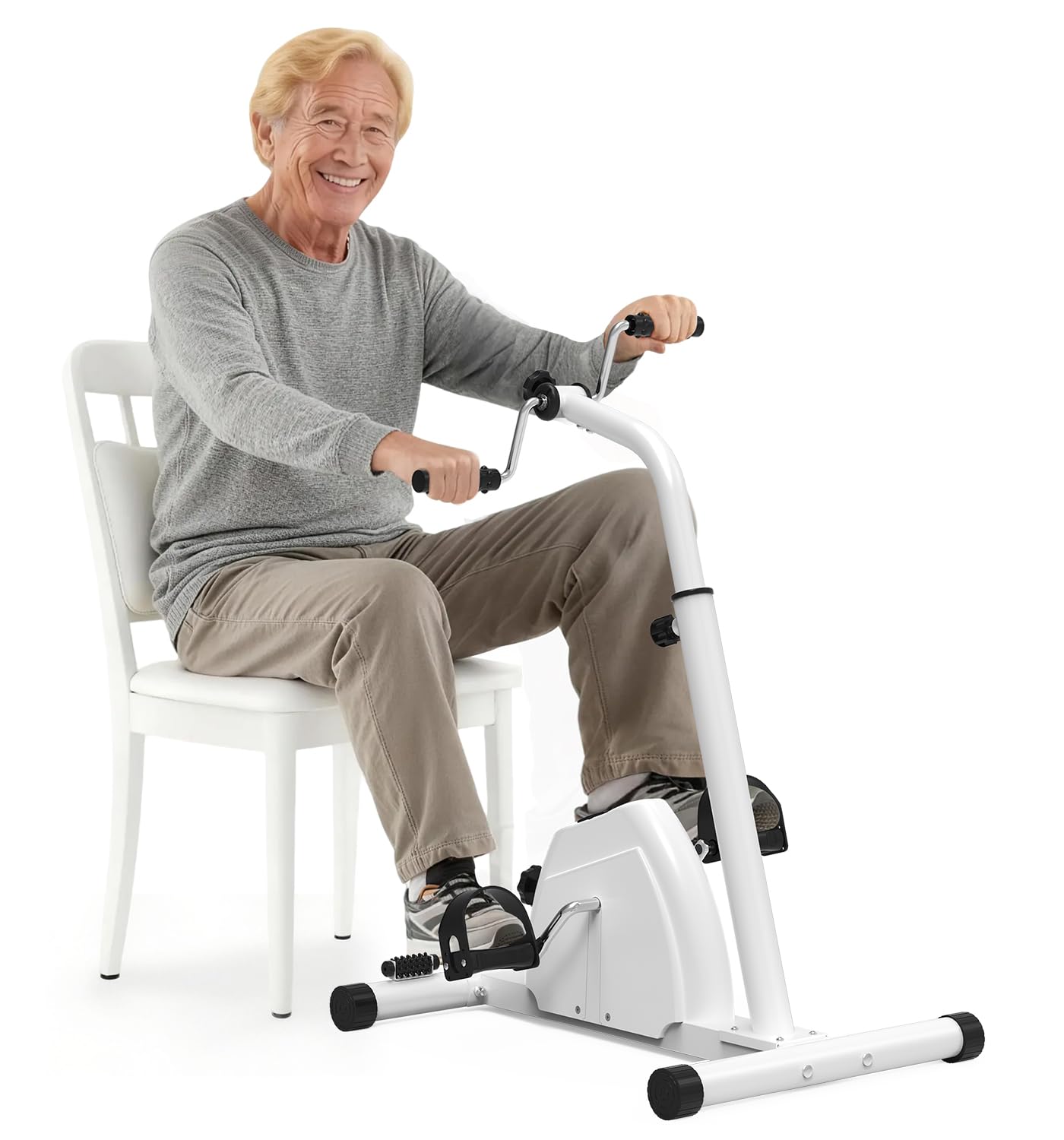 pedal exerciser bike hand arm leg and knee peddler, adjustable resistance senior exercise equipment