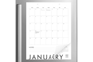 MAKAPLAN Vertical Black & White Magnetic Calendar for Fridge 2025-2026, 13.5x11 Inches 18-Month Minimalistic Fridge Calendar Magnet 2025 for Modern Office & Home Interiors - January 25 to June 26