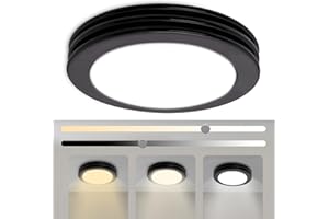 Akicon Bathroom Exhaust Fan with Light, 80 CFM 2 Sones Round Bathroom Fans Light Combo, Dimmable 3CCT LED Shower Lights Vent Fan with Acrylic Cover for Medium Room(Matte Black)