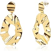 LOKLIFFAI Gold Geometric Statement Earring, Big Fashion Design Boho Drop Dangle Earrings Irregular Earrings