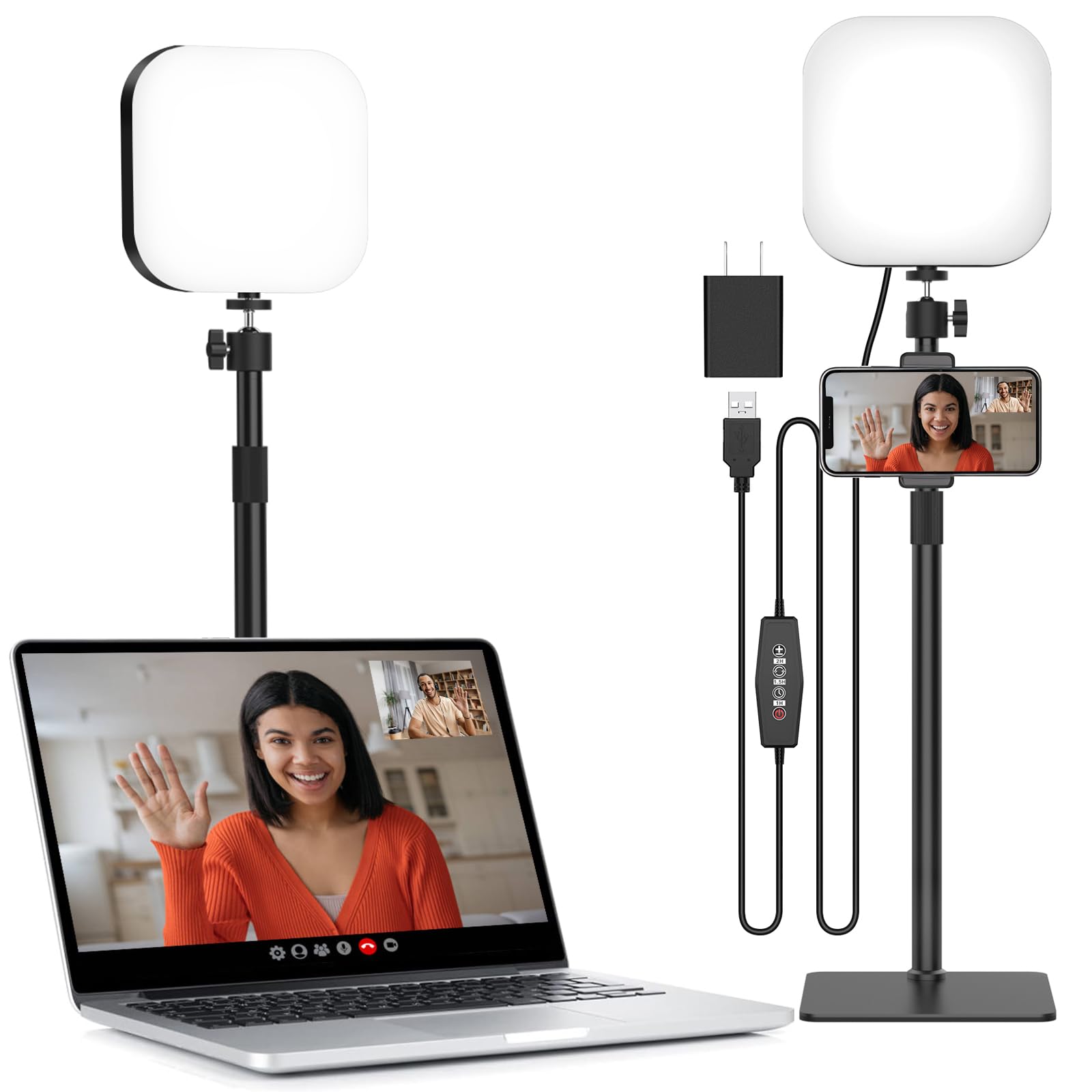 Photo 1 of Video Conference Lighting, 180 LED Video Light with 3 Color & 5 Brightness & Timmer for Video Recording, Webcam Light Phone Holder for Laptop Computer Online Meeting, Video Calls, Live Streaming