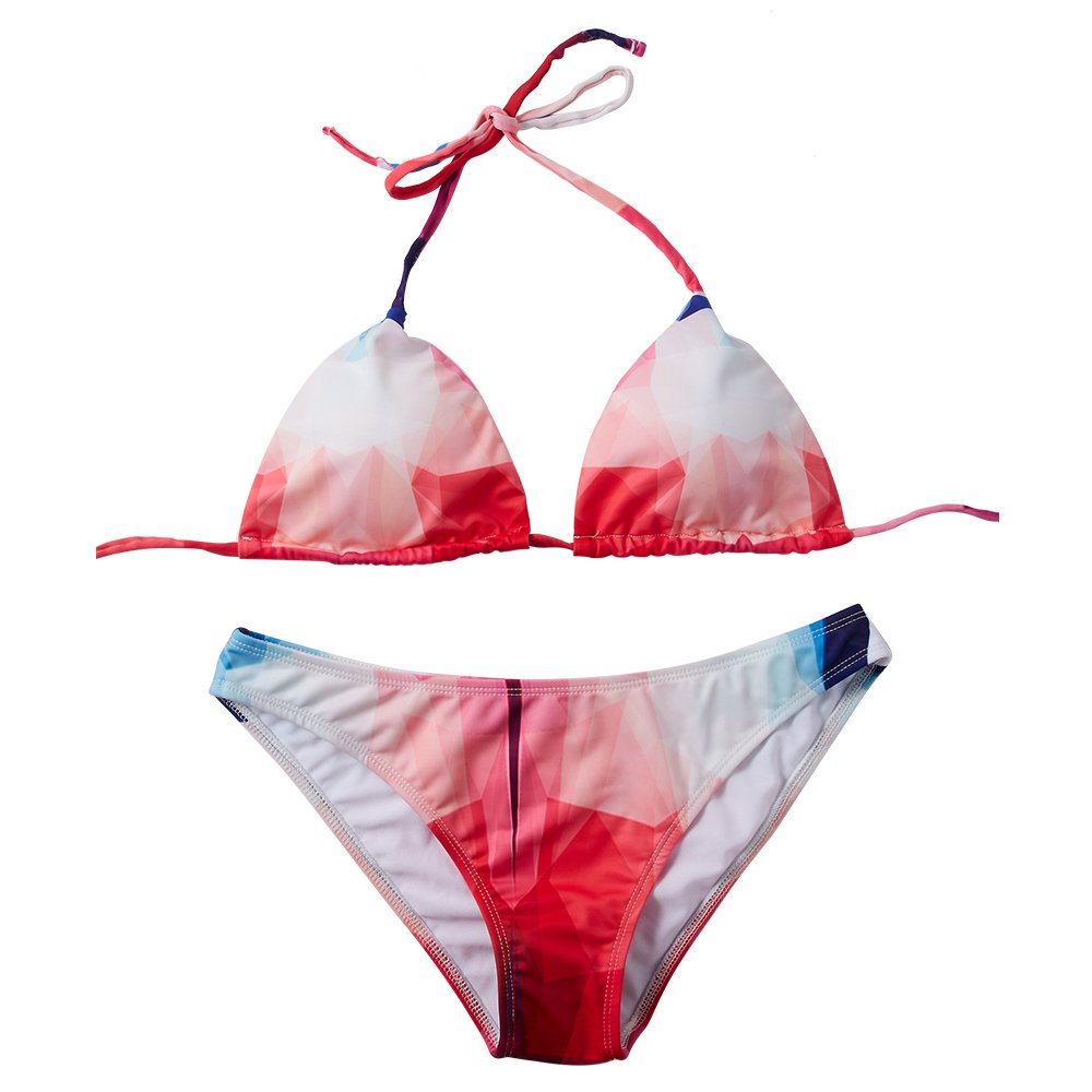 TUONROAD Sexy Push up Padded Support Swim Bikini Set Women 3D Printed 2 Pieces Swimsuits Cute Bandeau Bathing Suit Floral Micro Beachwear Low Rise Cheeky Swimwear Diamond Medium