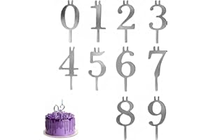 Reusable Metal Number Birthday Cake Candle Holder Set (0-9), Silver Forever Digital Candlestick, for Birthdays Cakes Annivers