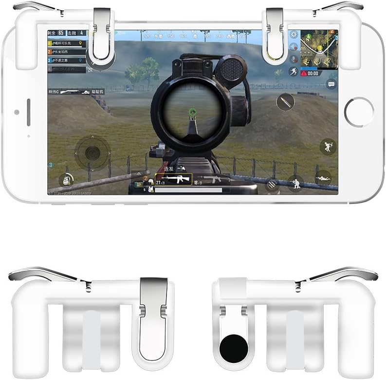 Anskp PUBG Mobile Controller, Anskp 1 Pair Sensitive Shoot Fire and Aim Buttons for PUBG/Knives Out/Rules of Survival, Survival for 4.5-6.5 inches Android IOS Phone