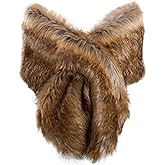 KAMA BRIDAL Women Long Faux Fur Shawl Bridal Stole Cover Up Winter Soft Bolero Scarf