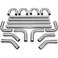 ‎DNA MOTORING ZTL-30SS 16 Pcs 3.0 Inches Stainless Steel DIY Custom Exhaust Tubing Mandrel Bend Pipe Straight & U-Bend Kit, Universal Fit