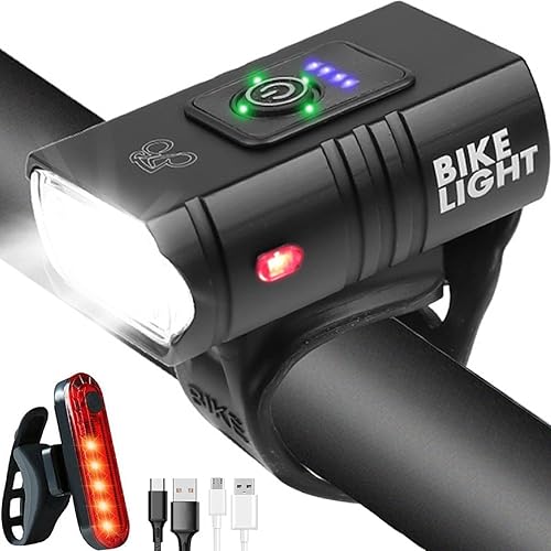 Victoper Bike Light, High Lumens Super Bright Bicycle Lights, 6+4 Modes USB Rechargeable Bike Headlight & Tail Light Set, Waterproof Safety Bike Front & Rear Light for Valentine's Day Gifts