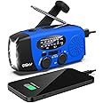 Esky Emergency Hand Crank Radio with 3 LED Flashlight, AM/FM/NOAA Portable Weather Radio with 2000mAh Power Bank Phone Charger, Solar Powered USB Rechargeable Radio for Indoor Outdoor Camping, Blue