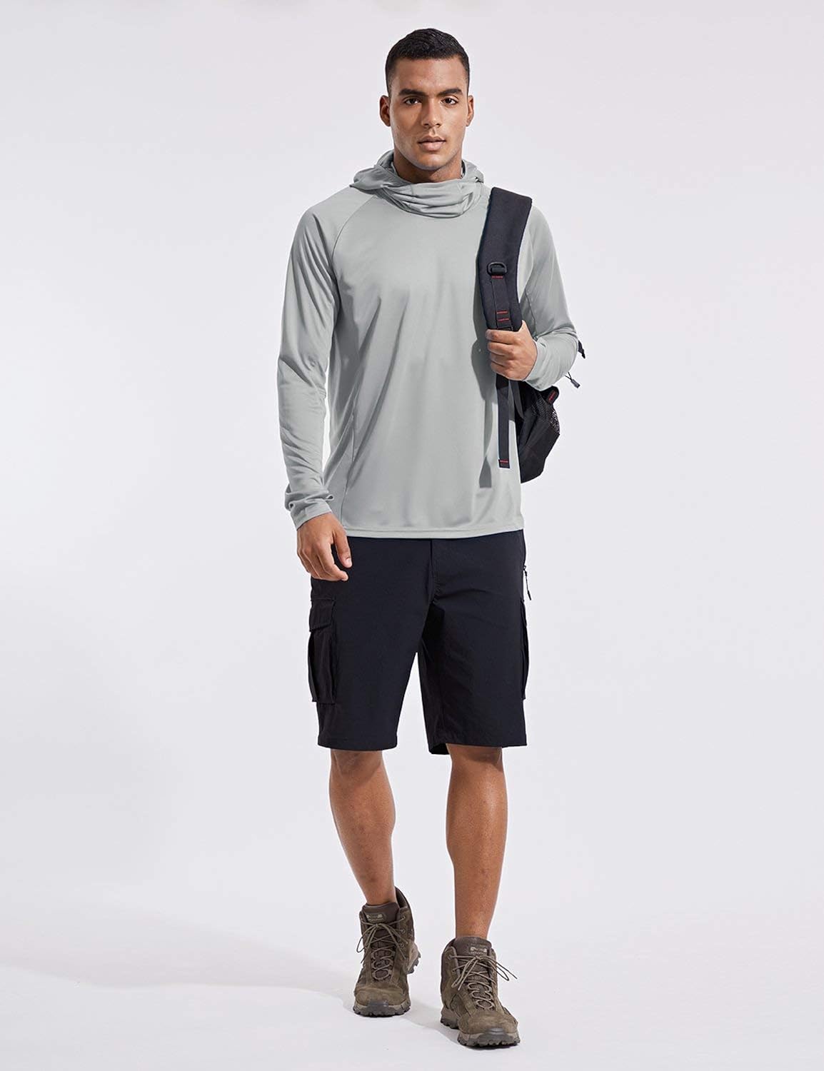 BALEAF Men's UPF 50+ Sun Protection Long Sleeve Shirts SPF Lightweight Fishing Running Thumbholes Hoodie Shirt: Clothing