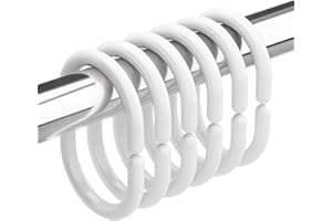 Amazer 24 PCS Shower Curtain Rings Plastic Shower Curtain Hooks for Bathroom Shower Rod - White