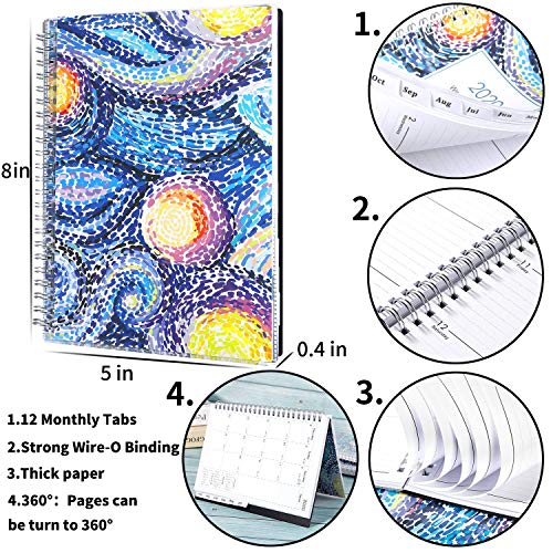 2020 Planner - Weekly & Monthly Planner 2020, Jan - Dec, 6.25" x 8.3", 12 Monthly Tabs, Twin Wire Binding, Clear Cover Pockets