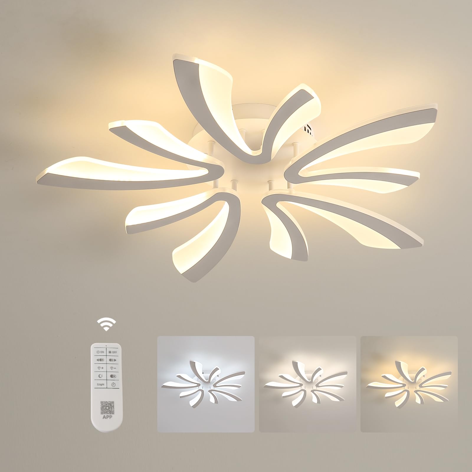 Comely Ceiling Light Dimmable, LED Ceiling Lighting 48W 5400LM, 3000K-6500K, Acrylic Modern Lighting Fixture with Remote Control for Living Room Bedroom, Dia71cm — image 1