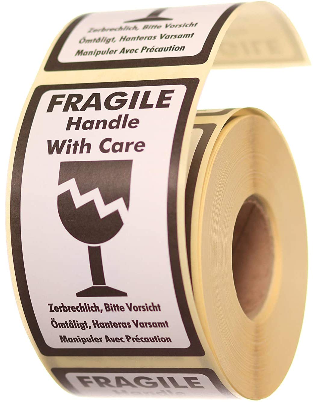 Label Planet® 500 “Fragile Handle with Care” Packaging Labels (1 Roll), Large Printed Stickers for Mailing Parcels. Multi Language 70 x 120 MM Sticky Easy Peel Parcel Postage Shipping Labelling, PL06