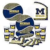 Michigan Wolverines U of M Party Bundle with Plates, Cups, Napkins