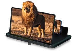 TEAMODA Screen Magnifier for Cell Phone, 2026 Upgrade Big Screen Phone Magnifier, Portable 3D Magnifier Projector, Foldable Stand with Movie Screen Amplifier for Travel (Black, 10 in)