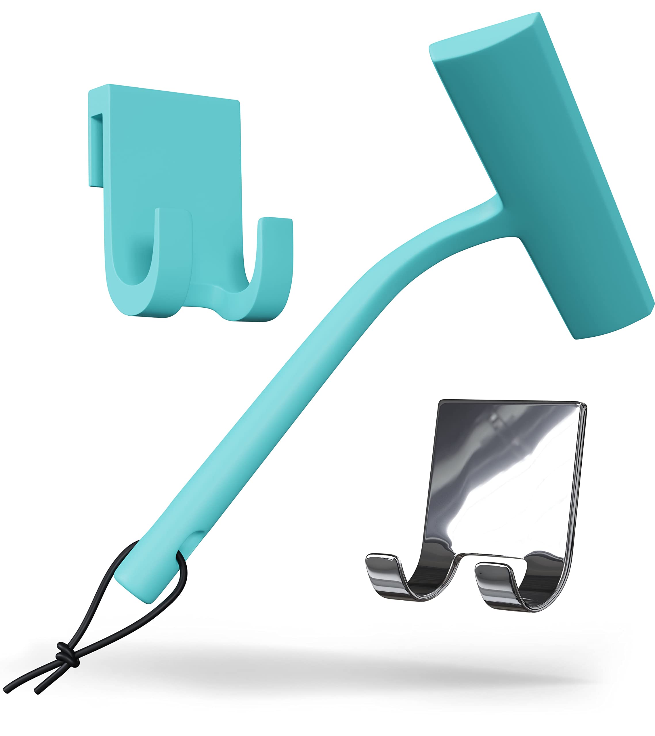 BEIGOLD Shower Squeegee Set Maritime Blue - 23 cm Wide Squeegee for Shower without Drilling - Also Suitable as Window Squeegee - Extra Robust Bathroom Accessories with Stainless Steel Core