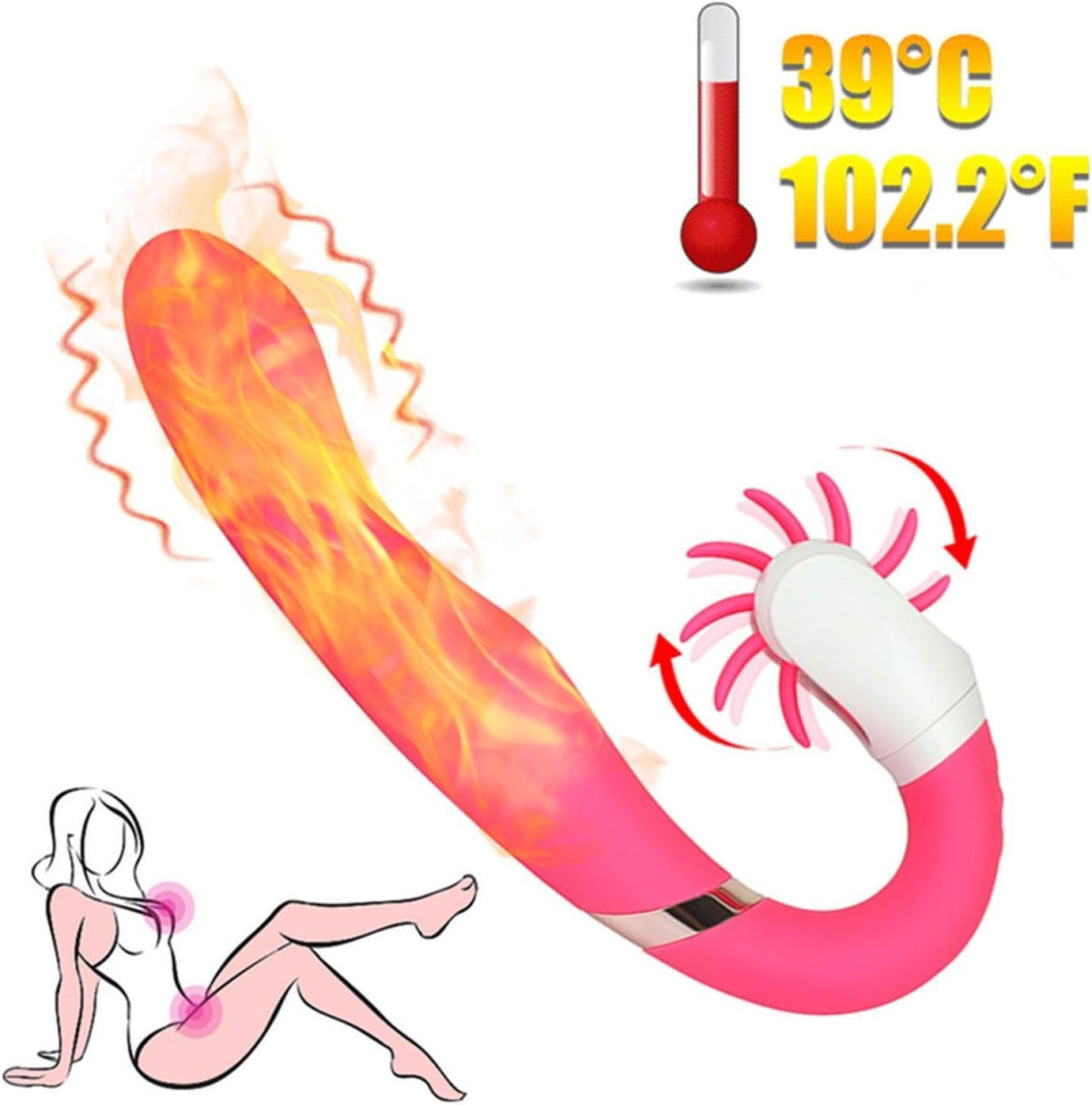 Tongue Licking Heating Funny Toys Women Multi-Speed l Stimulator Toys,Heating Rose Red
