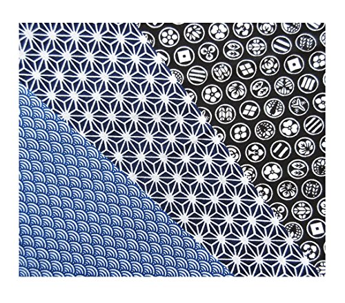 TENUGUI - Traditional pattern 3 pieces set (Flax Leaf, Kamon, Wave)