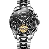 OLEVS Mens Automatic Watch Mechanical Skeleton Luxury Dress Wrist Waterproof Luminous Tungsten