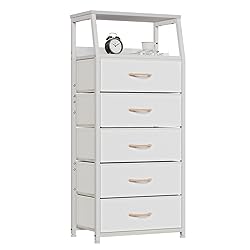 Furnulem White Dresser with 5 Drawers, Vertical