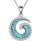 ONEFINITY Ocean Wave Necklace for Women Turquoise Wave Pendant Necklace Beach Jewelry Gifts