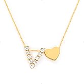 STORYJEWELLERY 18K Gold Plated Initial Necklace for Women, Heart Necklace with Initials, Cubic Zirconia Letter Charm Necklaces, Initial Jewelry, Unique Gifts for Her