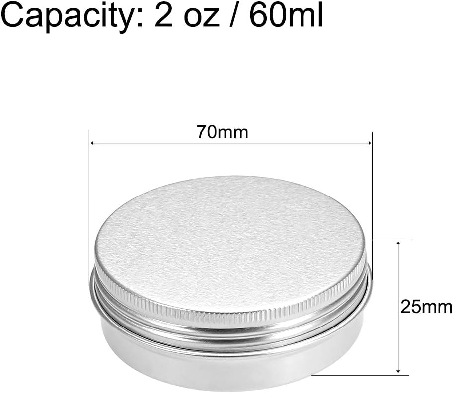 sourcing map 5 Pack 2 oz Round Aluminum Cans Tin Can Screw Top Metal Lid Containers for Crafts Candles, 60ml - Image 3