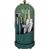 Zufudo Toothbrush Holders with Cover, Drainage Rotating Electric Toothbrush Organizer, 3 Slots Tooth Brush Holder for Bathroom Counter, Green