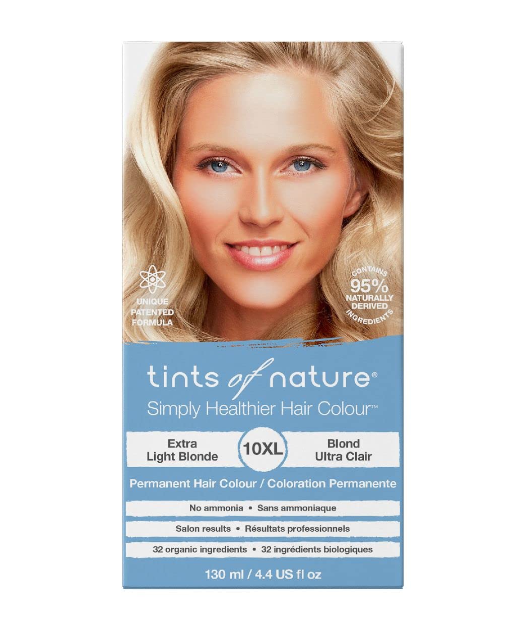 Tints of Nature 10XL Extra Light Blonde Permanent Hair Dye, Nourishes Hair and Covers Greys, Ammonia-Free, 130ml