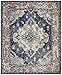 SAFAVIEH Monaco Collection Area Rug - 9' x 12', Navy & Light Blue, Boho Chic Medallion Distressed Design, Non-Shedding & Easy Care, Ideal for High Traffic Areas in Living Room, Bedroom (MNC243N)