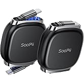SOOPII 240W Retractable USB C Cable with Mag Snap Storage (2Pack 3.3FT) | Retractable USB C Fast Charging Cable with 5-Stage 