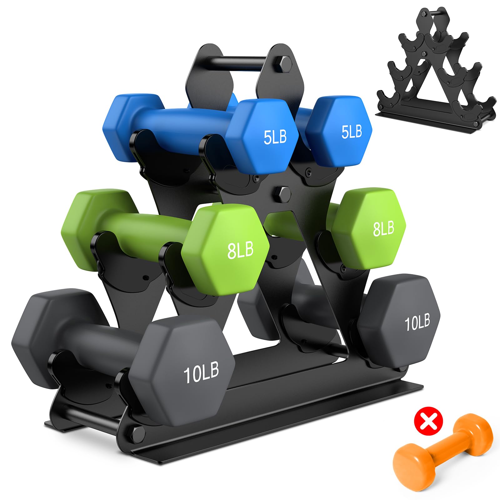 Photo 1 of 3 Tier Weight Rack for Dumbbells - Compact Weight Holder Small Dumbbell Rack Stand Only Works for Dumbbells 1-15 LBS, Metal Weights Organizer Designed for Child Women Home Gym Exercise