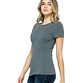 Women's Basic Solid Active Soft Cotton Short Sleeve Crew Neck & V Neck Slim Fitted Top T-Shirts