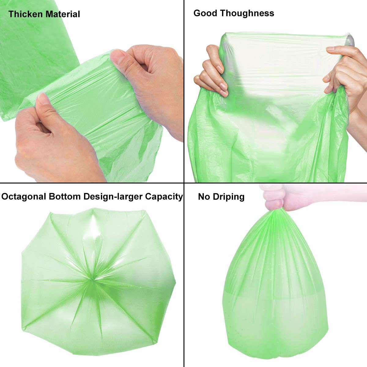 Biodegradable Garbage Bags,4-6 Gallon Small Trash Bags,100 Counts Small Garbage Bags Leak Proof Compostable Bags Wastebasket Liners for Office,Home,Bathroom,Bedroom,Car,Kitchen,Pet(Green+Black)