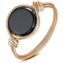 Fiklon Black Onyx Rings Crystal Rings for Women