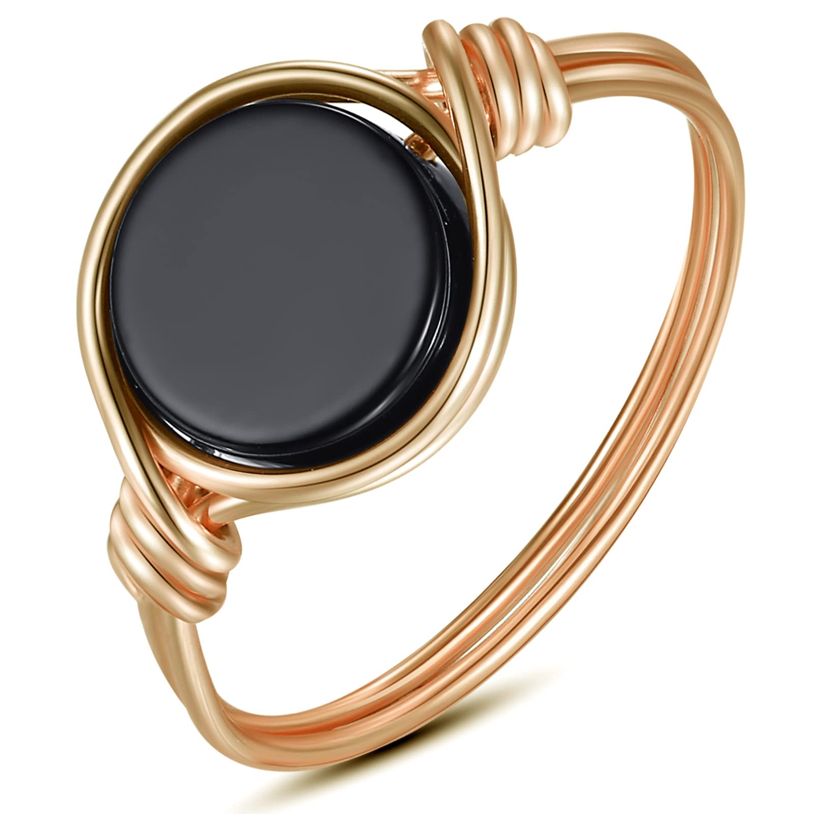 Fiklon Black Onyx Rings Crystal Rings for Women