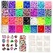 11000 Pc Rainbow Color Loom Bands Mega DIY Refill - 10500 Premium Quality Rubber Bands, 500 S Clips, 175 Beads, 24 Charms & Organizer Case
