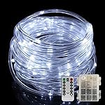 LED Rope Lights Battery Operated Waterproof 33 Feet String Lights with Remote Timer YIHONG Firefly lights 8 Mode Dimmable LED Fairy Lights For Outdoor Indoor Home Decoration Cool White